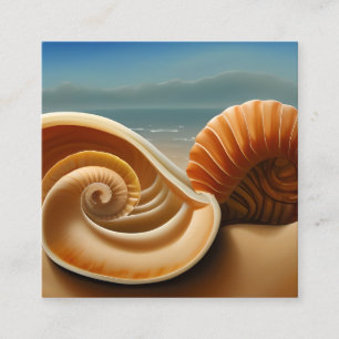 Carte De Visite Carré Coquille de Nautilus contemporaine sur une promena