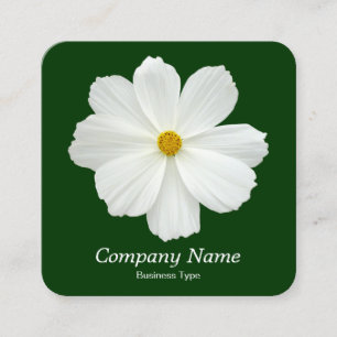 Carte De Visite Carré Cosmos blanc - Vert foncé