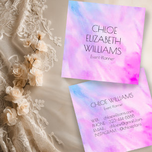 Carte De Visite Carré Couleur d'eau Abstraite de peinture pourpre bleu d