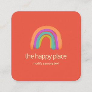 Carte De Visite Carré Couleur d'eau douce Happy Rainbow Carré Carte de v