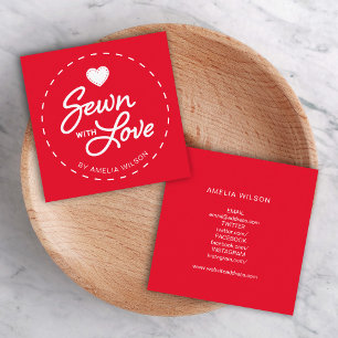 Carte De Visite Carré Couleur élégante cousue avec amour Médias sociaux
