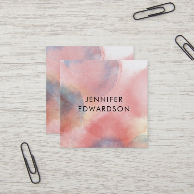 Carte de visite carré  couleur rose (Devant/Arrière en situation)