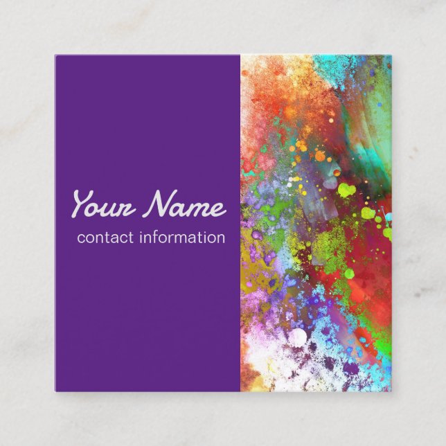 Carte De Visite Carré couleur vive art abstrait violet (Devant)
