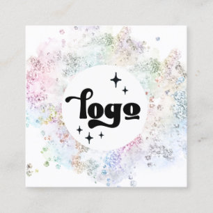 Carte De Visite Carré couleurs pastel fausse parties scintillant chunky