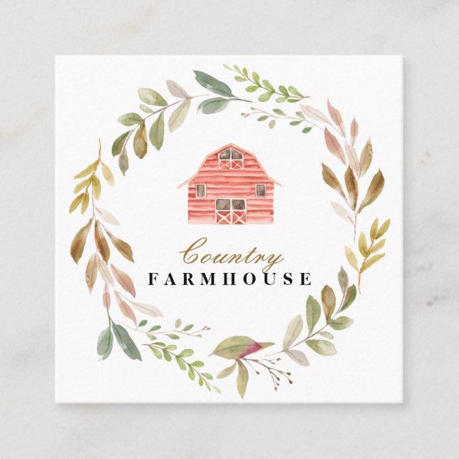 Carte De Visite Carré Country Farmhouse Rustic Little Red Grange (Devant)