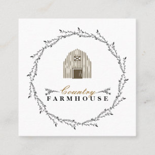 Carte De Visite Carré Country Farmhouse Rustique Wreath