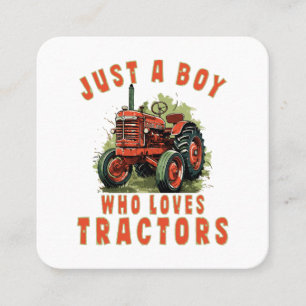 Carte De Visite Carré Country Life Boy qui aime les tracteurs