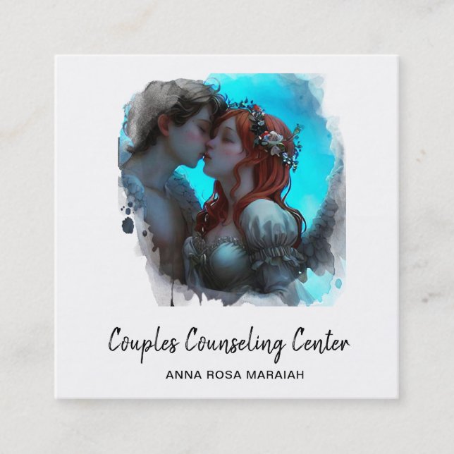 Carte De Visite Carré *~* Couple QR Angels Marital Counseling AP55 (Devant)