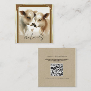 Carte De Visite Carré Cow Love Cream Brown Détails sur le Mariage campag