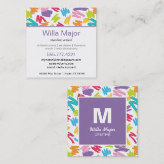 Carte De Visite Carré Crayon Couleur Splashes Artsy Creative