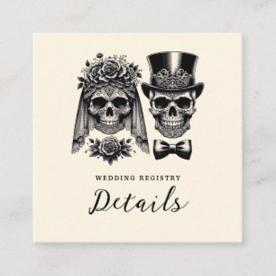 Carte De Visite Carré Cream Black & Gold Vintage Skeleton Mariage