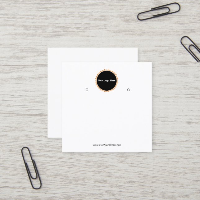 Carte De Visite Carré Creat Your Custom Logo Earring Display Card  (Devant/Arrière en situation)