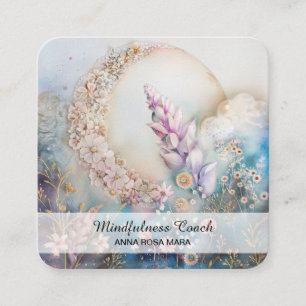 Carte De Visite Carré *~* Crescent Moon Flowers QR Floral AP70 Ethereal