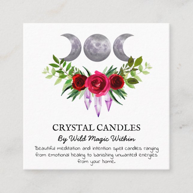 Carte De Visite Carré Cristal Lune Intention Bougie Spell (Devant)