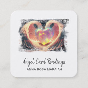 Carte De Visite Carré *~* Cristal Opal Coeur QR Angel ailes AP78 Glow