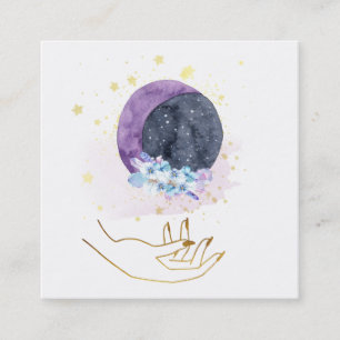 Carte De Visite Carré *~* Cristaux de mains Lune Cosmos Sky Stars