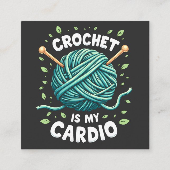 Carte De Visite Carré Crochet est mon cardio Fil à coudre Fitness (Devant)