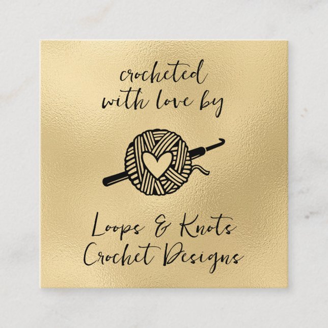 Carte De Visite Carré Crocheté Avec Amour (Devant)