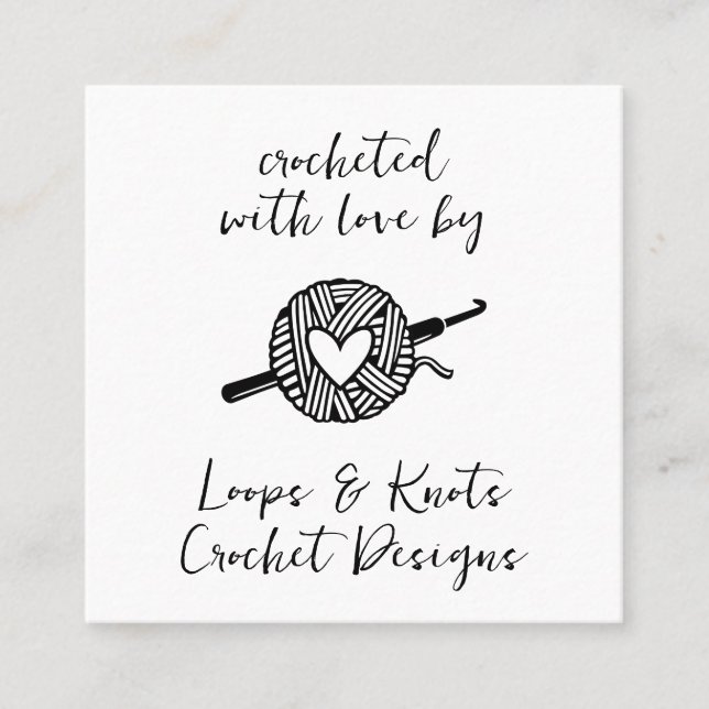 Carte De Visite Carré Crocheté Avec Amour (Devant)
