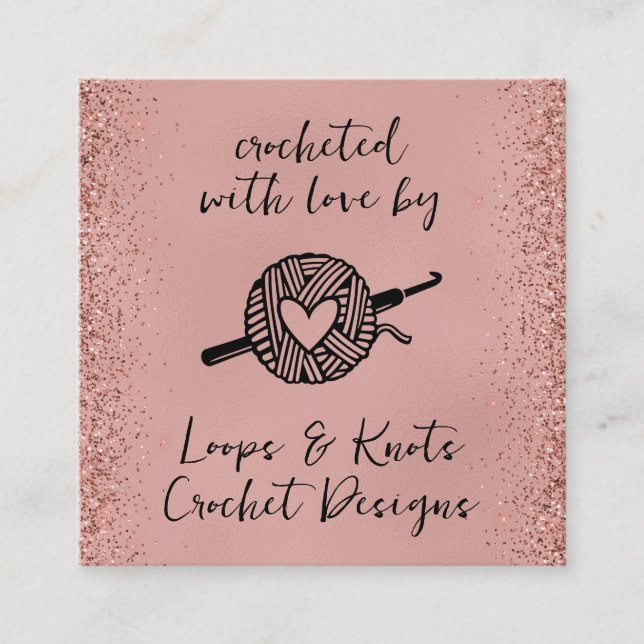 Carte De Visite Carré Crocheté avec Carré d'amour (Devant)
