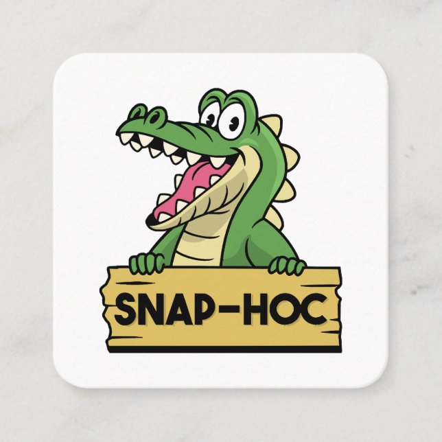 Carte De Visite Carré Crocodile amusant Alligator et Zookeeper (Devant)