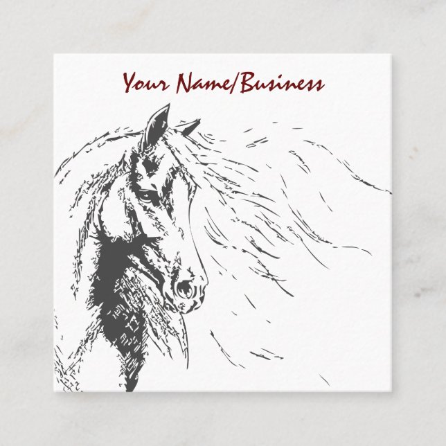 Carte De Visite Carré Croquis avec Mane Flower Equestrio (Devant)