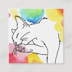 Carte De Visite Carré Croquis de chat coloré