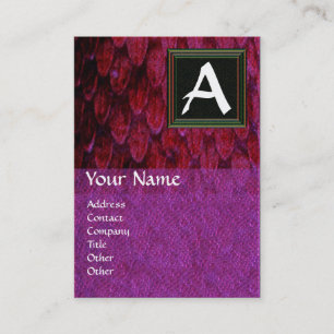 Carte De Visite Carré CROTALUS MONOGRAM, violet violet gras rouge