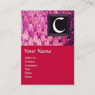 Carte De Visite Carré CROTALUS MONOGRAMME, rouge rose noir gras