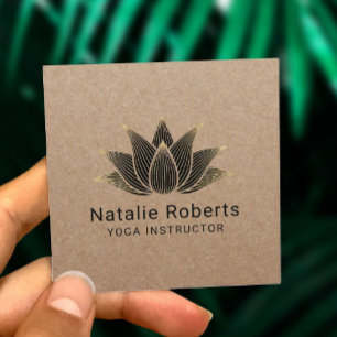 Carte De Visite Carré Cru Papier d'emballage de fleur de Lotus de noir