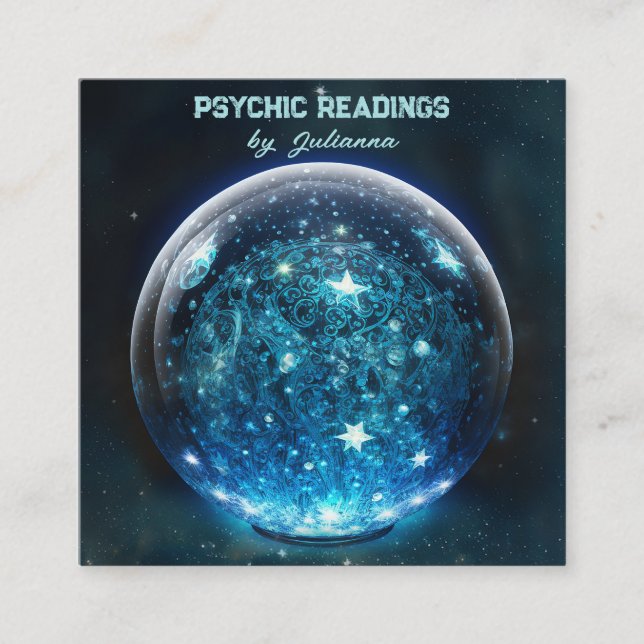 Carte De Visite Carré Crystal Ball Psychic Medium Tarot Reader (Devant)
