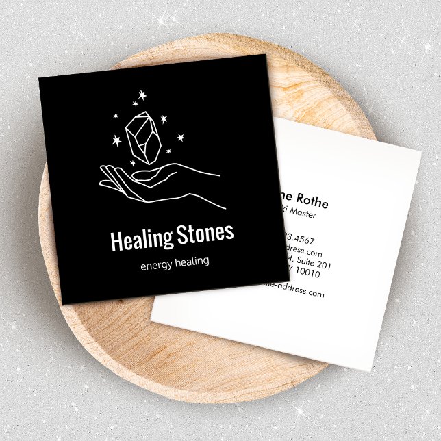 Carte De Visite Carré Crystal Gem Stone Energy Healer (Créateur téléchargé)