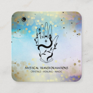 Carte De Visite Carré *~* Crystals Hand Snake Moon Magic Boho Blue