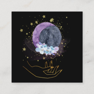 Carte De Visite Carré *~* Crystals Lune Ciel Cosmos Healing Hand