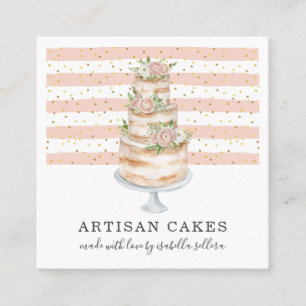 Carte De Visite Carré Cuisine pâtissière Chef Aquarelle