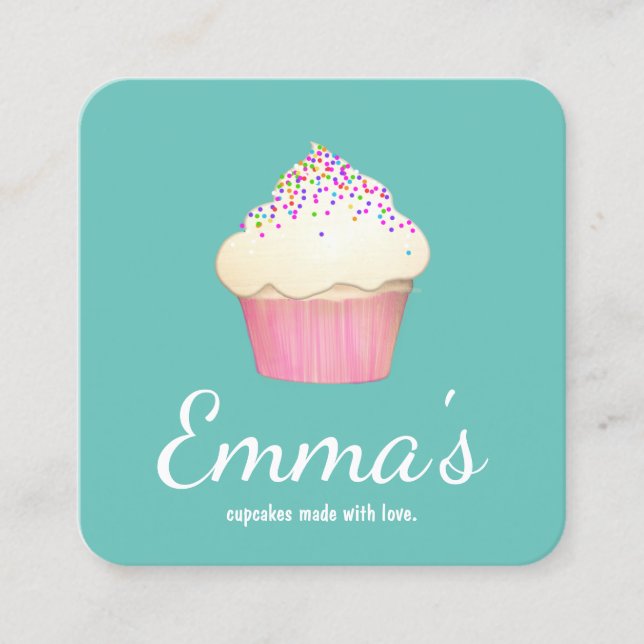 Carte De Visite Carré Cupcake Baker boulangerie Chef Restauration (Devant)