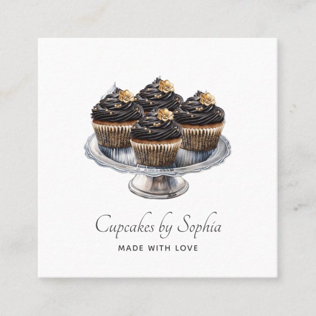 Carte De Visite Carré Cupcake Baker boulangerie Chef Restauration (Devant)