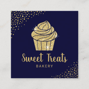 Carte De Visite Carré Cupcake Boulangerie Pâtisserie Chef Moderne Marine