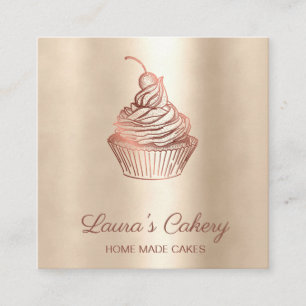 Carte De Visite Carré Cupcake Home Bakery Rustic Vintage