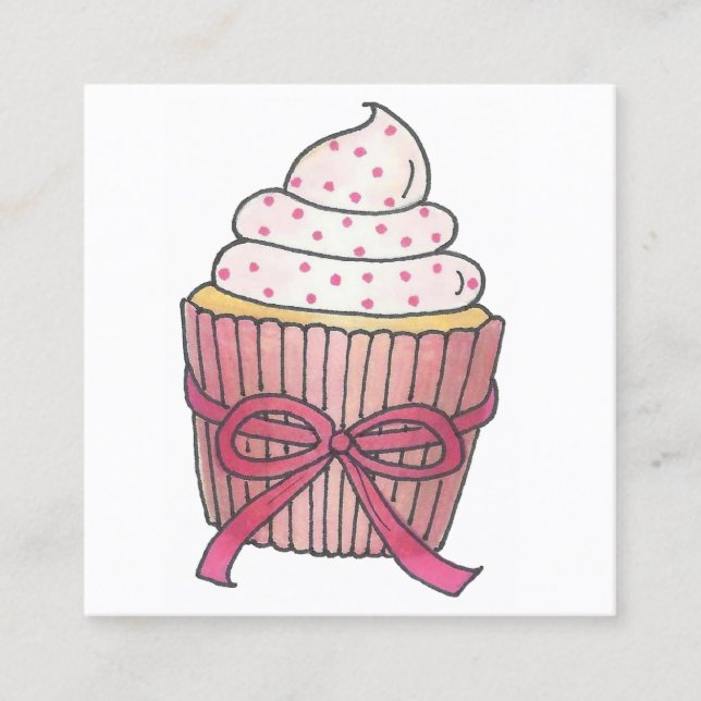 Carte De Visite Carré Cupcake Rose Cupcake Cupcake Cuisiné Par Chef Pâti (Devant)