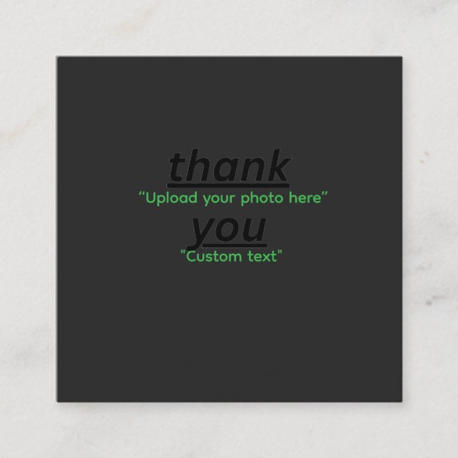 Carte De Visite Carré Custom Text & Upload Your Photo Personalized (Devant)