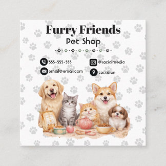 Carte De Visite Carré Customizable Pet Shop Business Card 