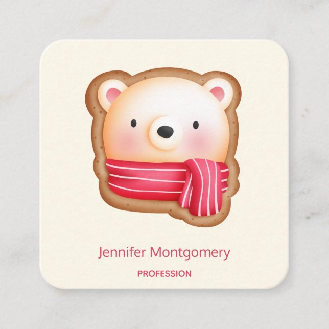 Carte De Visite Carré Cute Bear Face (Devant)