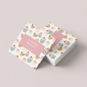 Carte De Visite Carré Cute Boho Cupcake Motif
