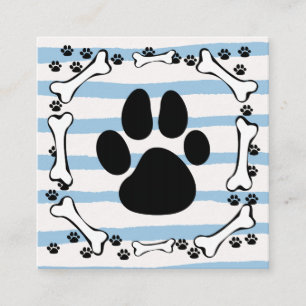 Carte De Visite Carré Cute Chien Paws Bones Service pour animaux