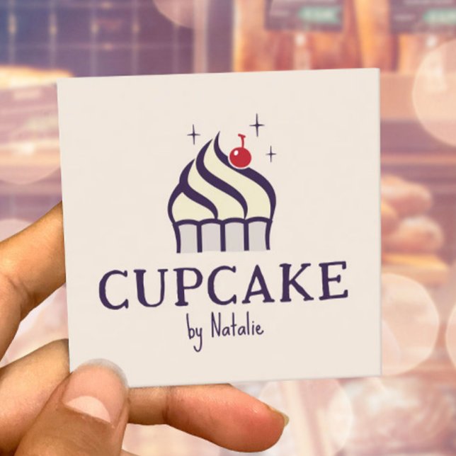 Carte De Visite Carré Cute Cupcake Pâtisserie Chef boulangerie maison (Créateur téléchargé)
