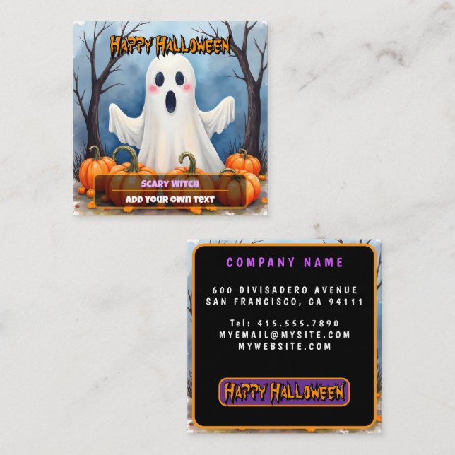 Carte De Visite Carré Cute Modern Halloween Spooky Collection (Devant / Derrière)