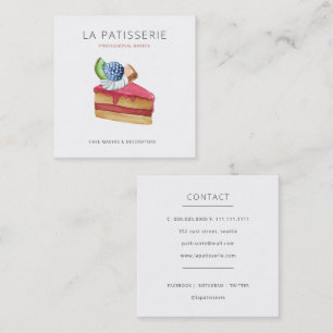Carte De Visite Carré Cute moderne Pink Cheesecake boulangerie pâtisseri