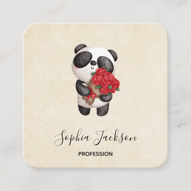 Carte De Visite Carré Cute Panda (Devant)