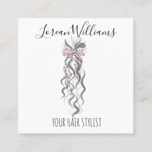 Carte De Visite Carré Cute Pastel Bride Wavy Coiffeuse Salon de coiffure